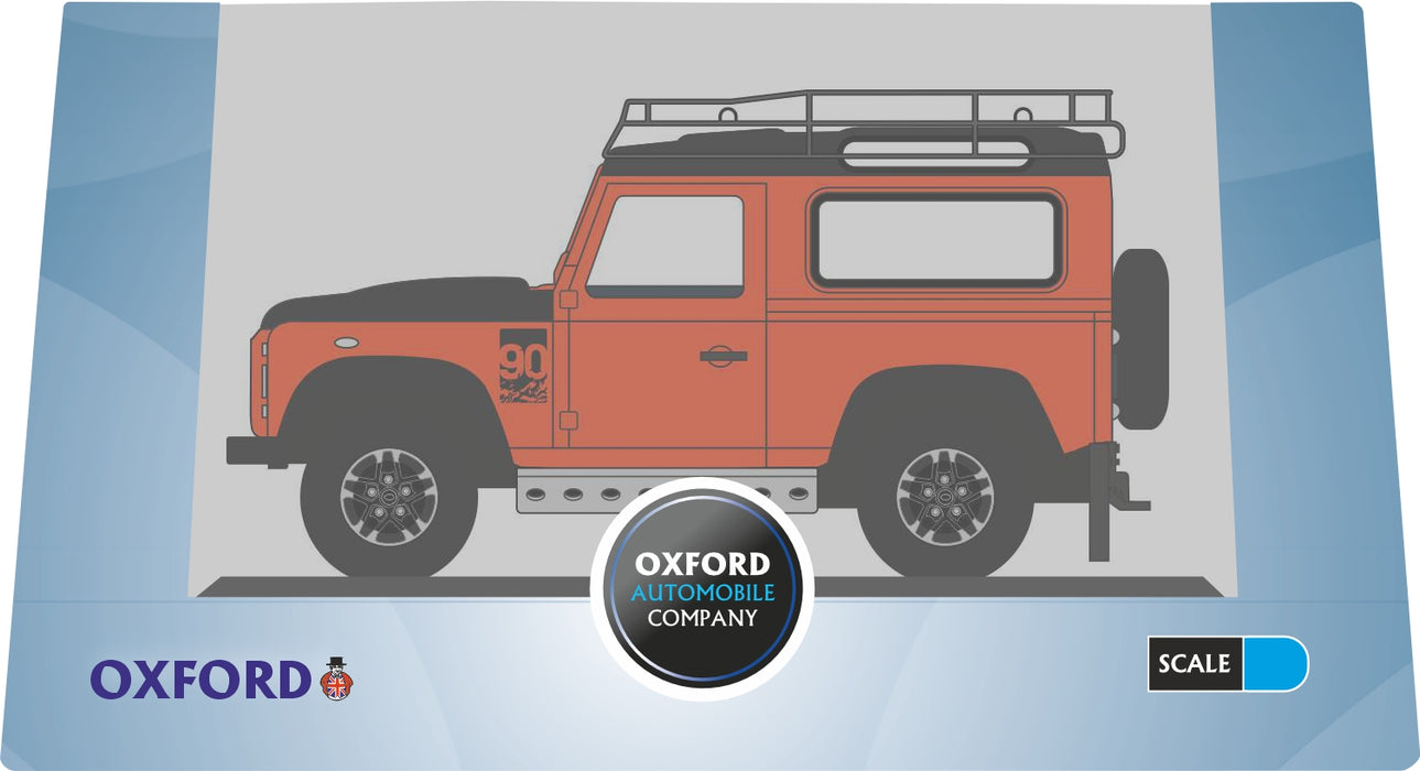 76LRDF008AD Defender 90 1:76 Scale Oxford Diecast Phoenix Orange Adventure Pack