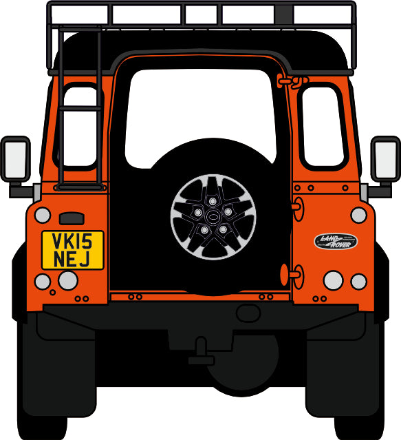 76LRDF008AD Defender 90 1:76 Scale Oxford Diecast Phoenix Orange Adventure Rear