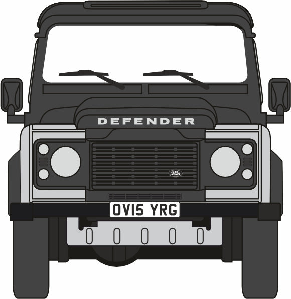 76LRFD009AU Oxford Diecast Land Rover Defender 1:76 Scale Corris Grey Front