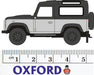 76LRFD009AU Oxford Diecast Land Rover Defender 1:76 Scale Corris Grey Measurements