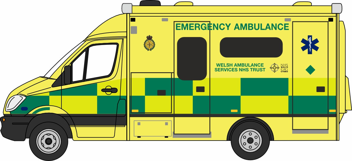 Oxford Diecast Mercedes Welsh Ambulance - 1:76 Scale 76MA001 Left