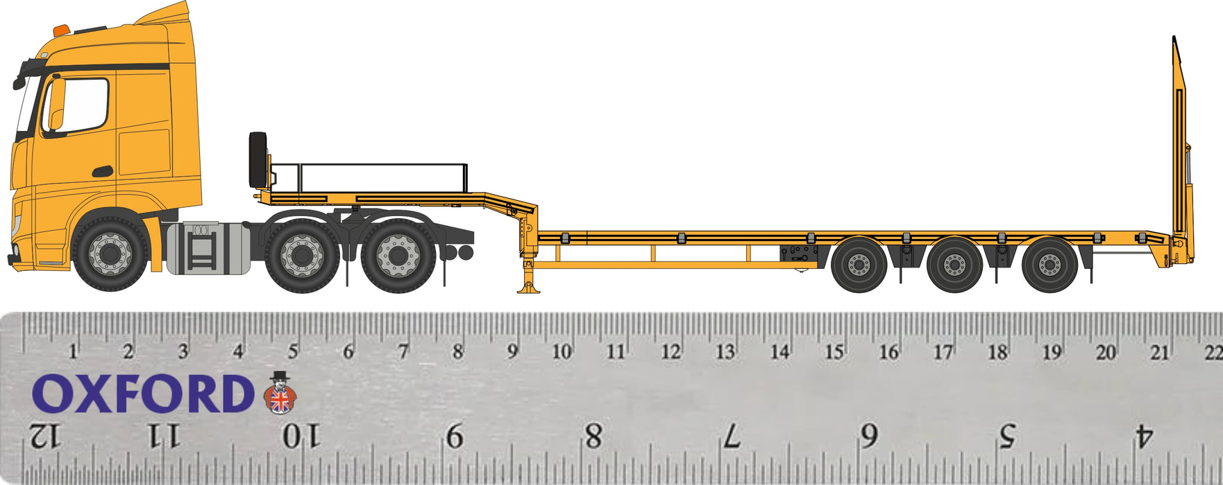 76MB010 1:76 Scale Oxford Diecast Mercedes Actros Semi Low Loader JCB Measurements