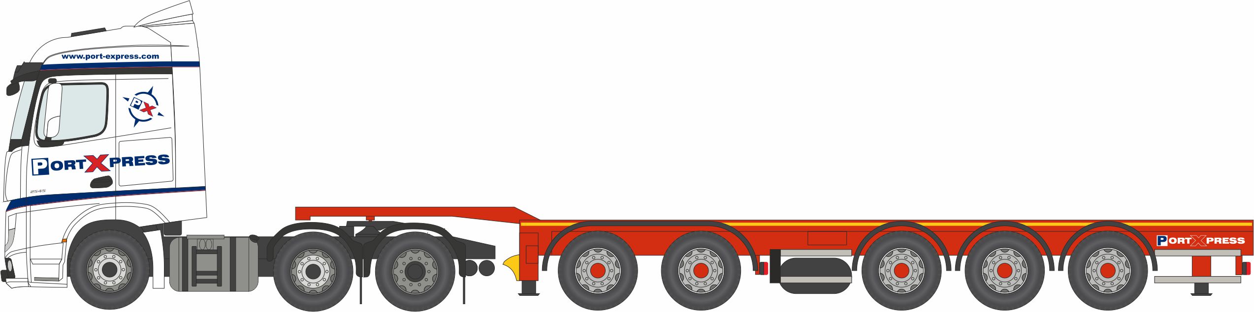 Oxford Diecast Mercedes Actros SSC D-tec Combitrailer Port Express 1:76