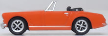 Oxford Diecast MG Midget MkIII Blaze Orange at 1:76 scale. Left