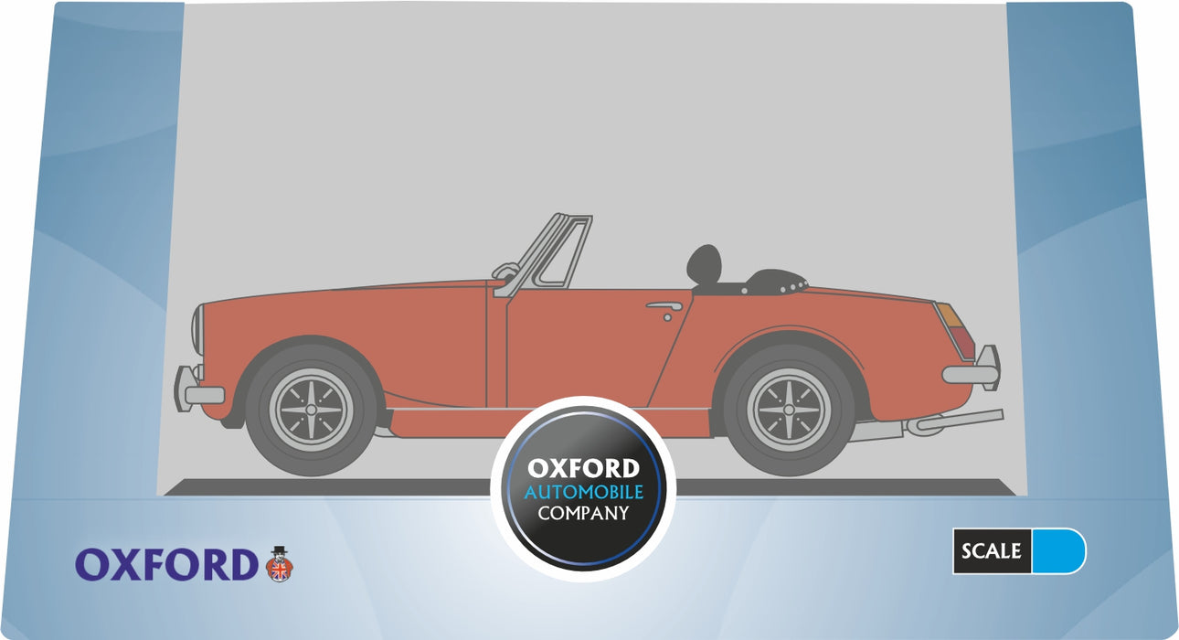 Oxford Diecast MG Midget MkIII Blaze Orange at 1:76 scale. Pack