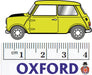 Oxford Diecast Classic Lime Green Mini - Mr Bean colours 1:76 scale deicast model - measurements