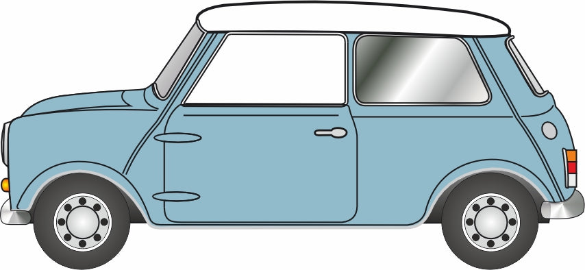 Oxford Diecast Austin Mini Speedwell Blue 1:76 Scale