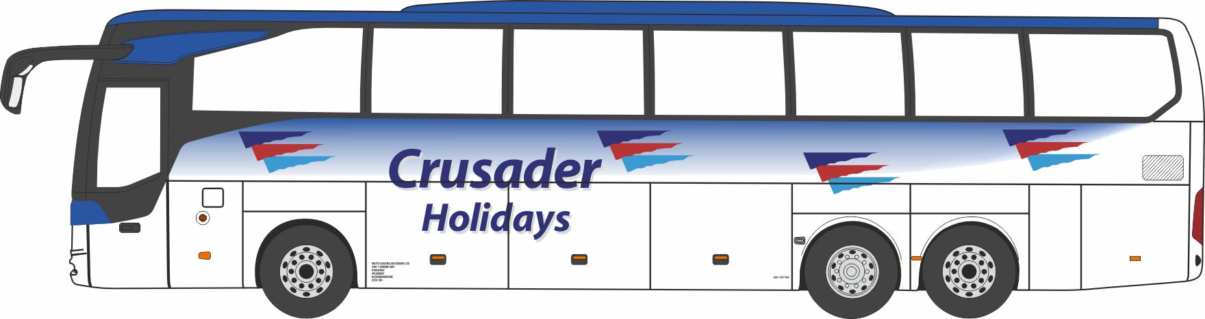 Oxford Diecast Mercedes Tourismo 3 Axle Crusader Holidays 1:76 Scale