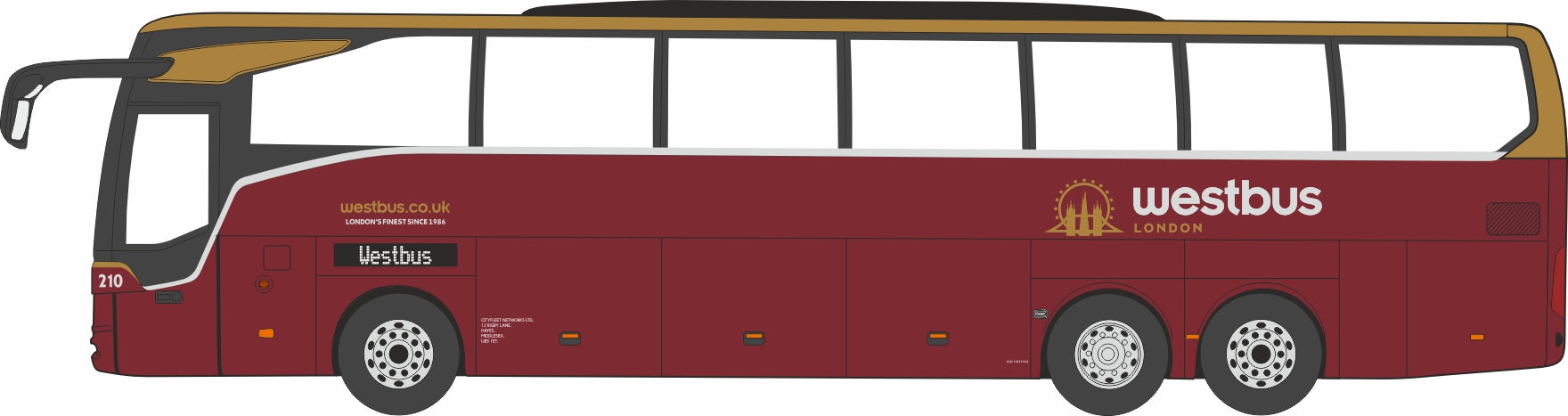 Oxford Diecast Mercedes Tourismo 3 Axle Westbus 1:76 Scale