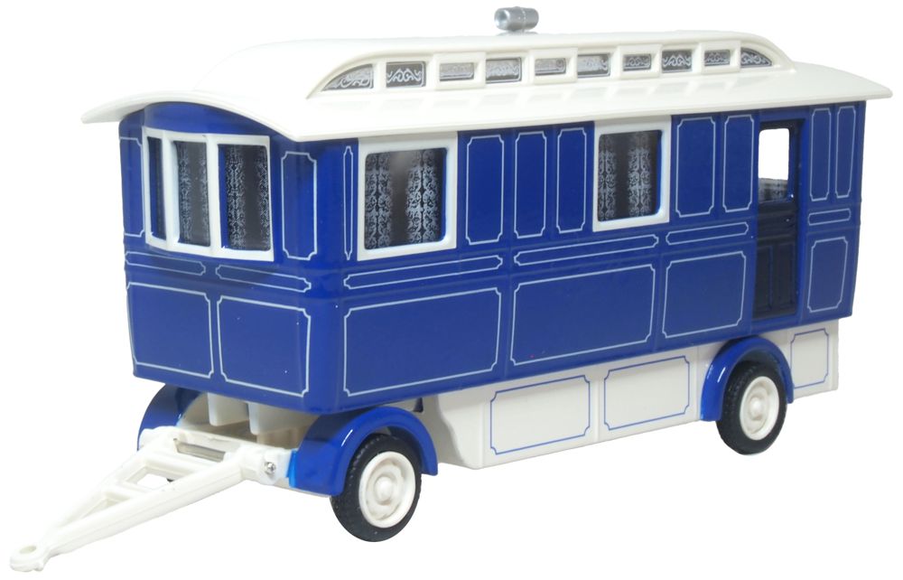 Oxford Diecast Showmans Caravan Blue/Cream 1:76