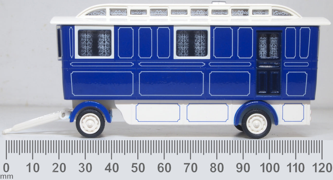 Oxford Diecast Showmans Caravan Blue/Cream 1:76