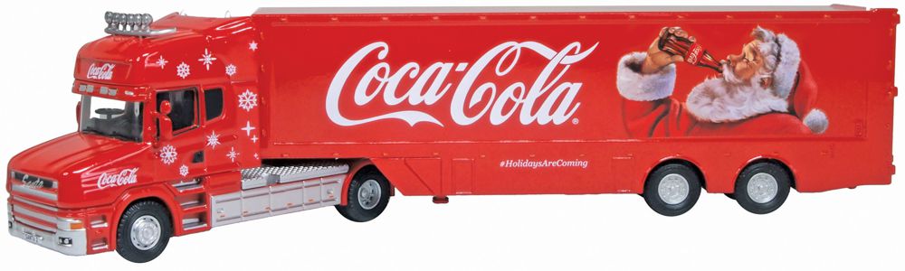 Oxford Diecast Scania T Cab Box Trailer Coca Cola New Xmas Livery 1:76