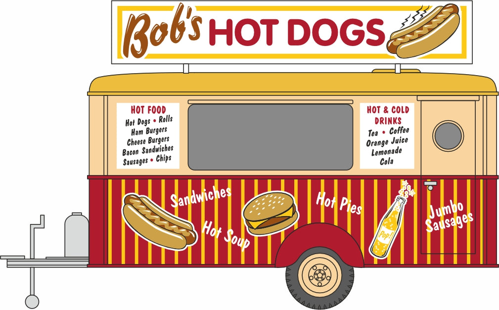 Oxford Diecast Bobs Hot Dogs Mobile Trailer - 1:76/1:87 Scale Front