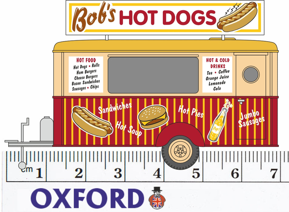 Oxford Diecast Bobs Hot Dogs Mobile Trailer - 1:76/1:87 Scale Measurements
