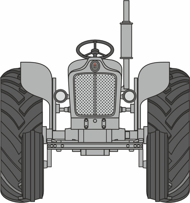 Oxford Diecast Matt Grey Fordson Tractor - 1:76 Scale 76TRAC004 Line Drawing Front
