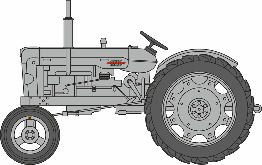Oxford Diecast Matt Grey Fordson Tractor - 1:76 Scale 76TRAC004 Line Drawing Left