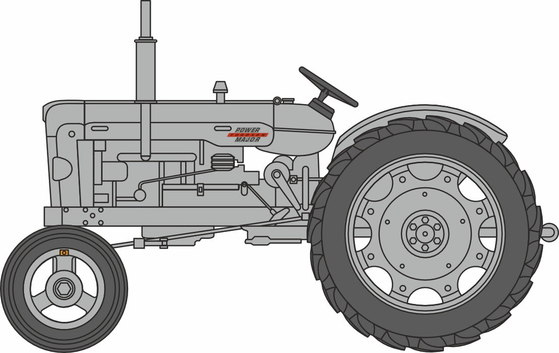 Oxford Diecast Matt Grey Fordson Tractor - 1:76 Scale 76TRAC004 Line Drawing Left