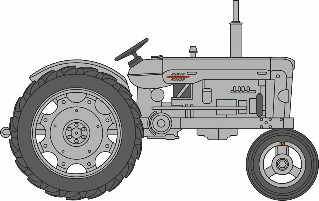 Oxford Diecast Matt Grey Fordson Tractor - 1:76 Scale 76TRAC004 Line Drawing Right