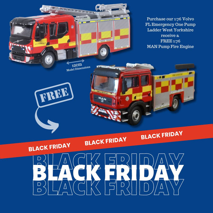 Volvo FL Emergency One Pump Ladder West Yorkshire receive a  FREE 1:76 MAN Pump Fire Engine