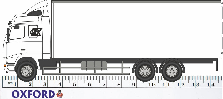 Oxford Diecast White Volvo FH Box Lorry - 1:76 Scale 76VOL01BL Measurements