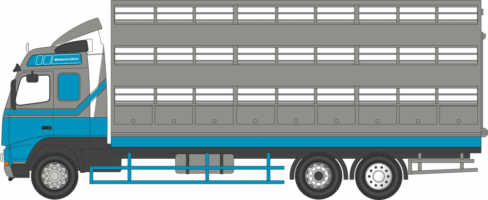 Oxford Diecast Volvo FH Cattle Truck Blue/Silver 1:76 Scale