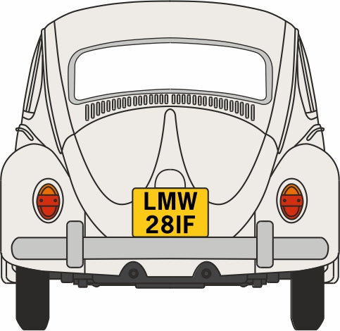 Oxford Diecast 1:76 Scale Volkswagen Beetle Lotus White 76VWB008 Rear