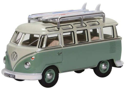 Oxford Diecast VW T1 Samba Bus/surfboards Turquoise/blue White 76VWS005