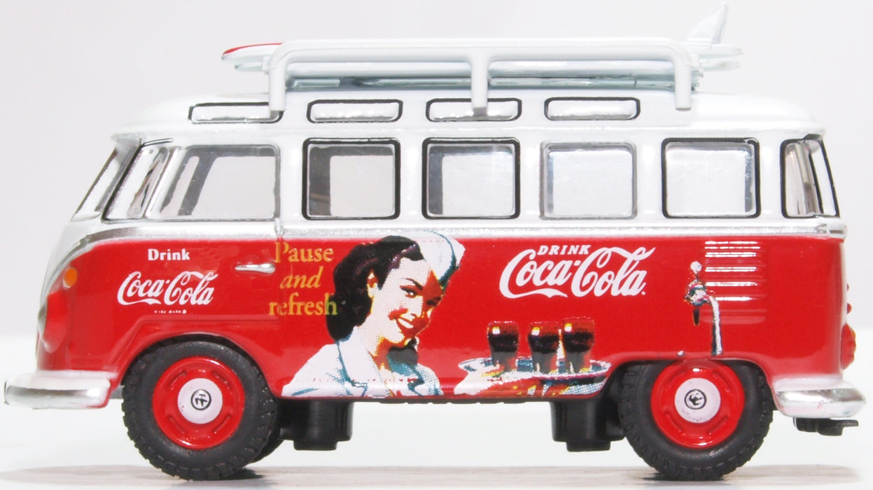Oxford Diecast VW T1 Bus and Surfboards Coca Cola 76VWS008CC 1:76 Scale Left