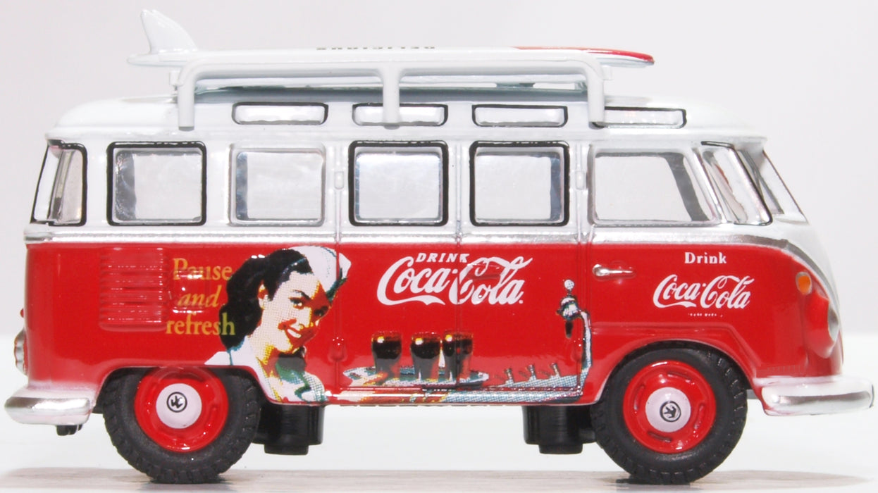 Oxford Diecast VW T1 Bus and Surfboards Coca Cola 76VWS008CC 1:76 Scale Right