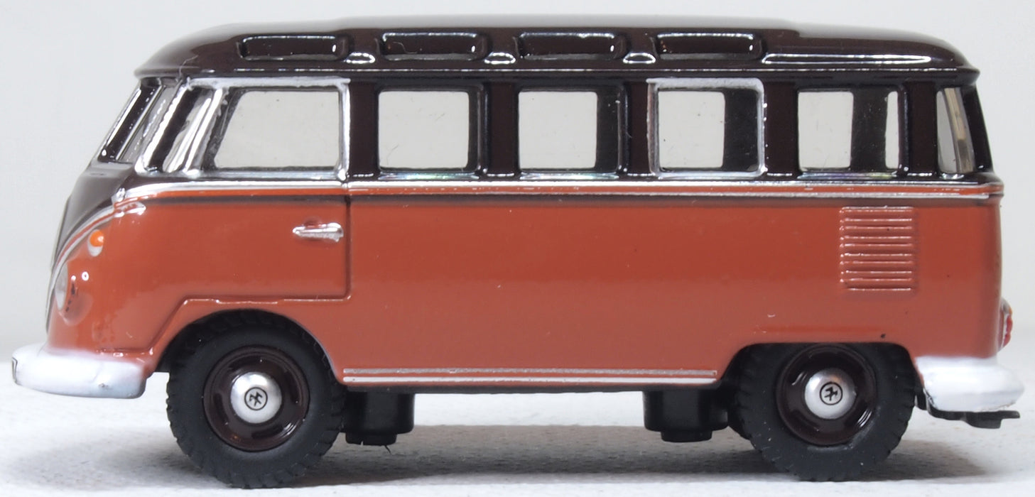 Oxford Diecast VW T1 Samba Bus Sealing Wax Red/Chestnut Brown 1:76