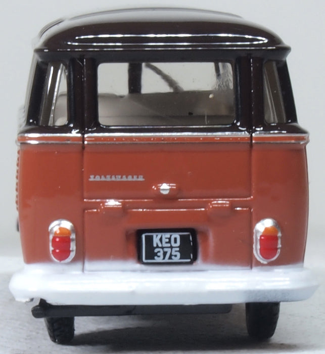 Oxford Diecast VW T1 Samba Bus Sealing Wax Red/Chestnut Brown 1:76