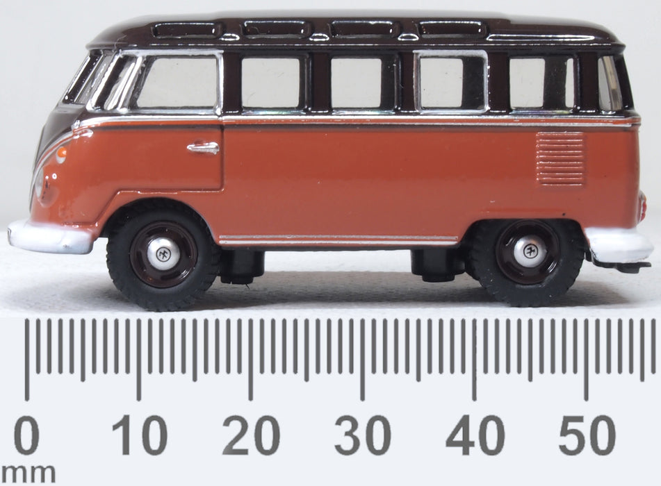 Oxford Diecast VW T1 Samba Bus Sealing Wax Red/Chestnut Brown 1:76