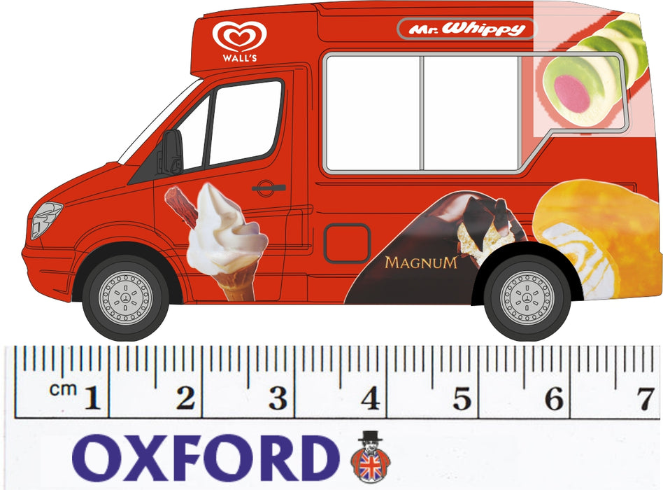 Oxford Diecast Mr Whippy Mercedes Ice Cream Van - 1:76 Scale 76WM001 Measuremenmts
