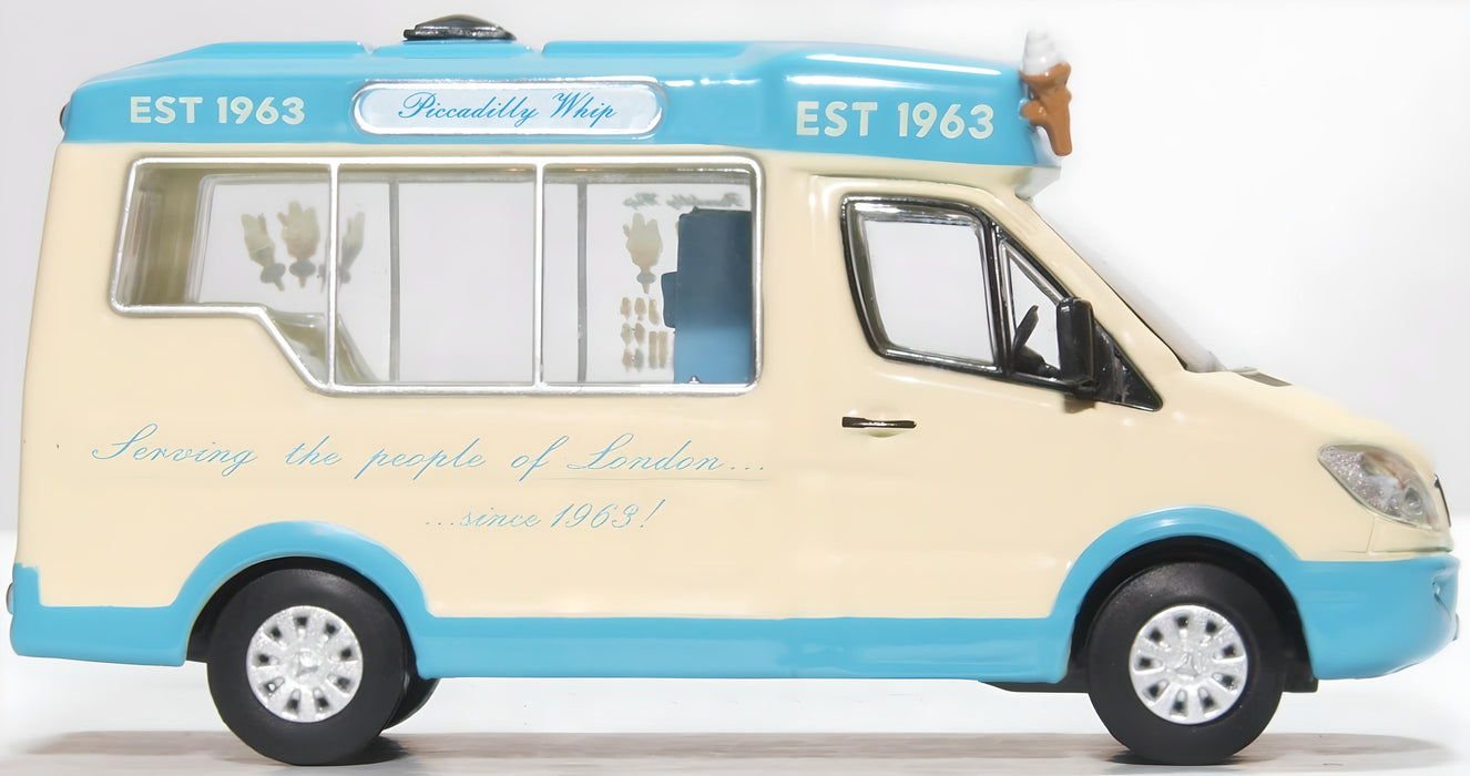 Oxford Diecast 1:76 Scale Whitby Mondial Ice Cream Van Piccadilly Whip 76WM007 Right