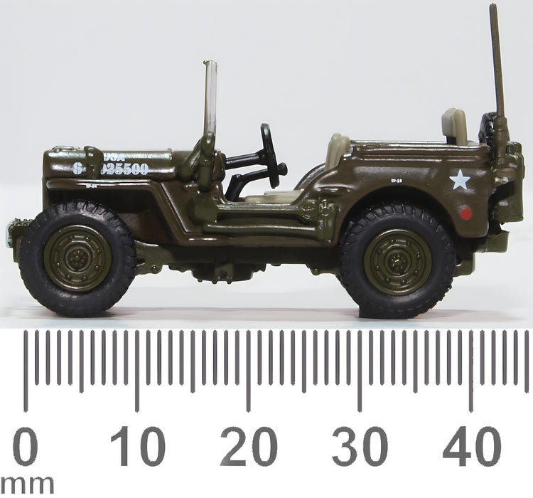 Oxford Diecast Willys MB US Army 76WMB003 1:76 Scale Dimensions