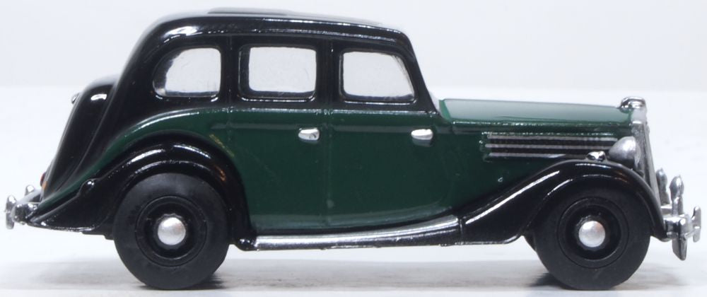 Model of the Wolseley 18/85 Green/Black by Oxford at 1:76 scale.