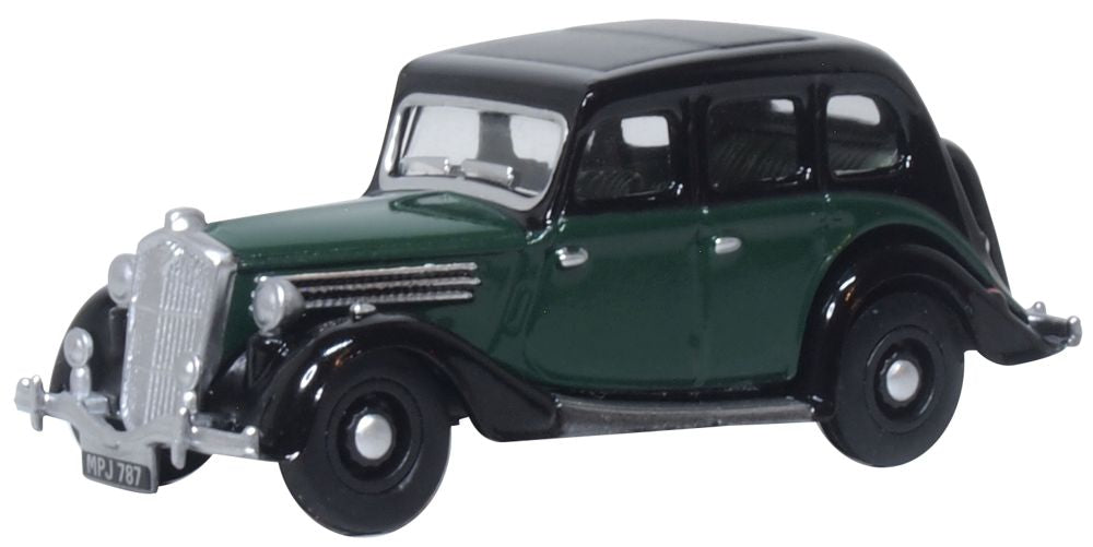 Model of the Wolseley 18/85 Green/Black by Oxford at 1:76 scale.