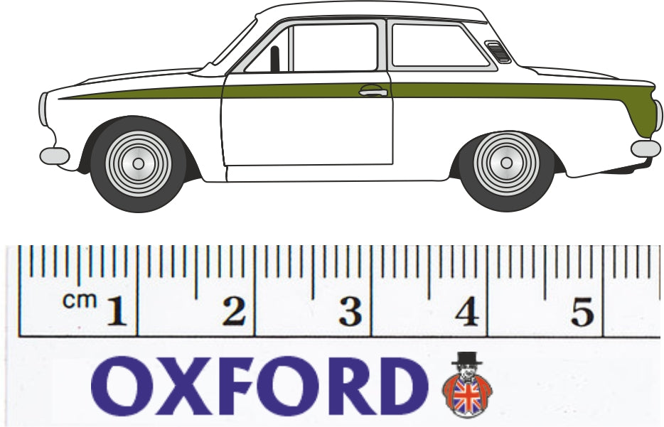 Oxford Diecast Cortina MK I White - 1:76 Scale 76COR1001 Measurement
