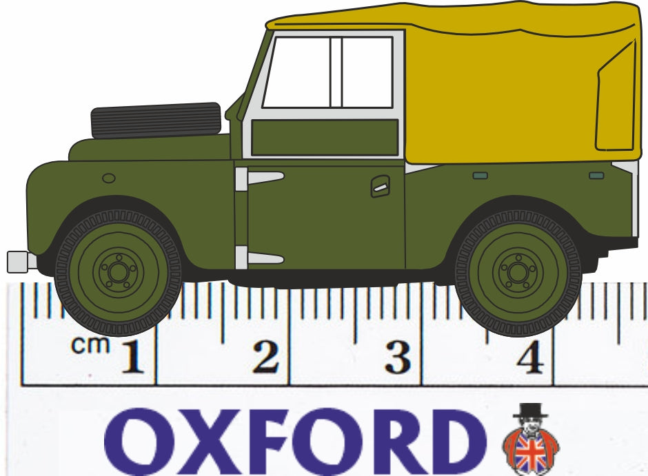 Oxford Diecast Land Rover 88 Canvas Green Bronze - 1:76 Scale 76LAN188009 Measurements