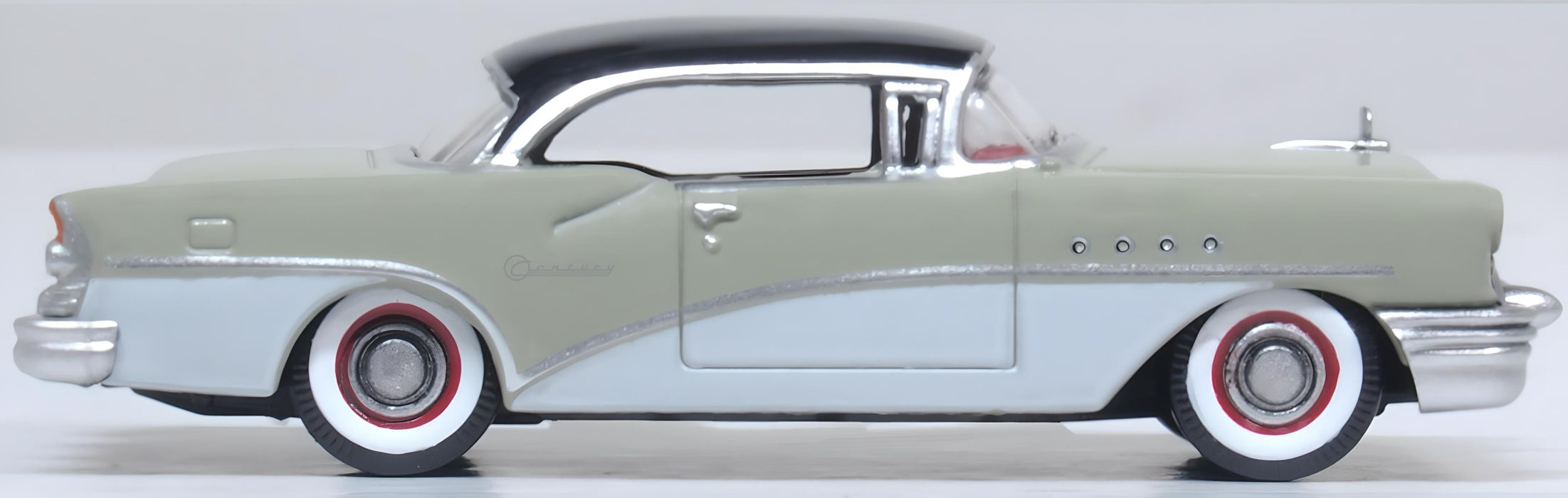 Model of the Buick Century 1955 Carlsbad Black/Windsor Grey/Dover White by Oxford at 1:87 scale right