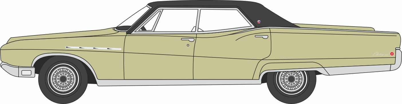 Oxford Diecast 1968 Buick Electra 225 Ivory Gold Mist/Black 1:87