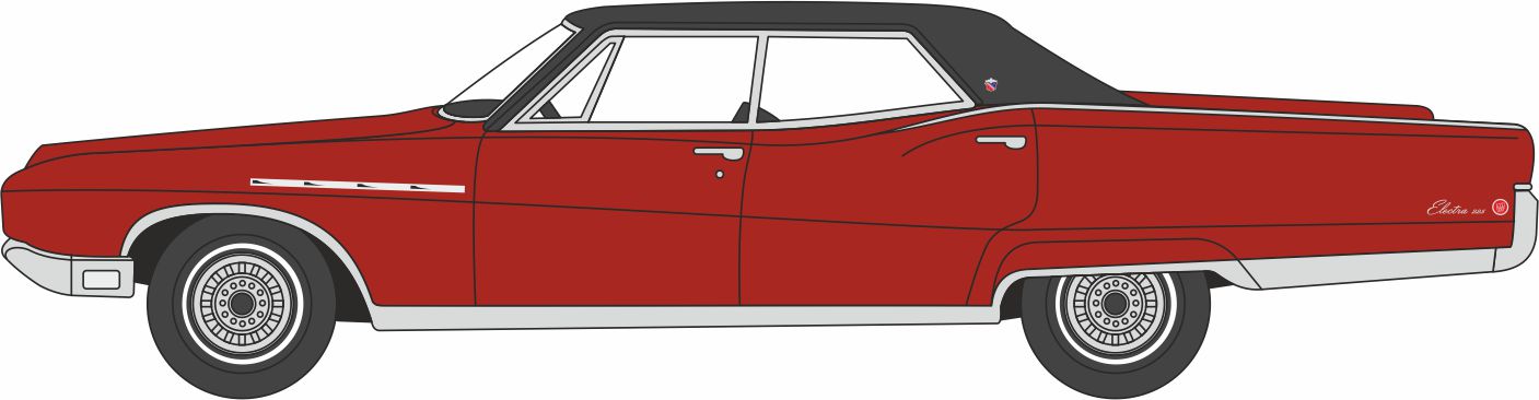 Oxford Diecast Buick Electra 225 1968 Scarlet Red/Black 1:87 Scale