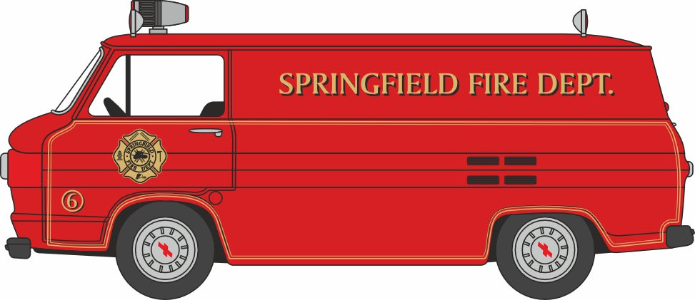 Oxford Diecast 1961 Chevrolet Corvair 95 Corvan Springfield Fire Dept 1:87 Scale