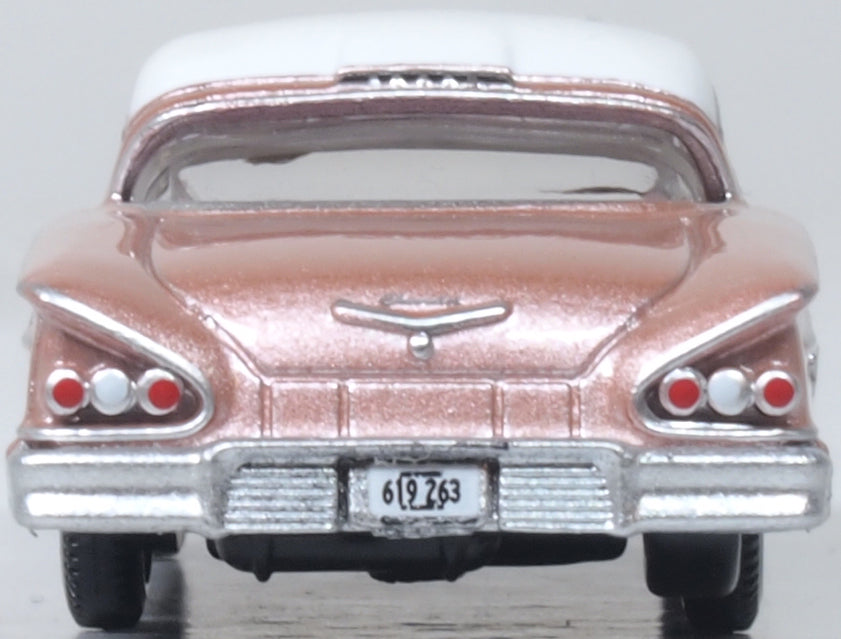 Oxford Diecast Chevrolet Impala Sport Coupe 1958 Cay Coral and White 1:87 scale