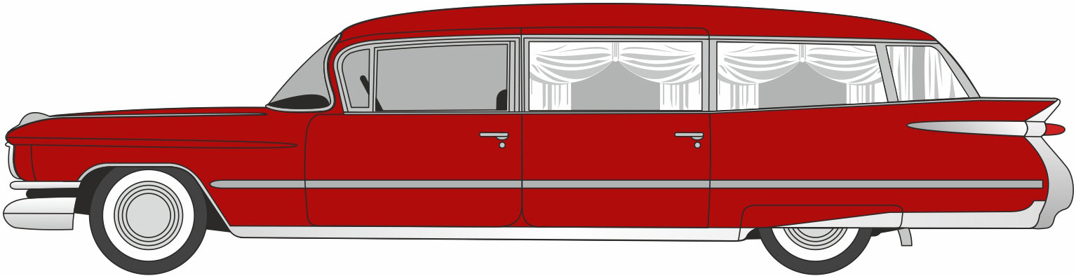 Oxford Diecast 1959 Cadillac Miller-Meteor Futura Limousine Seminole Red 1:87