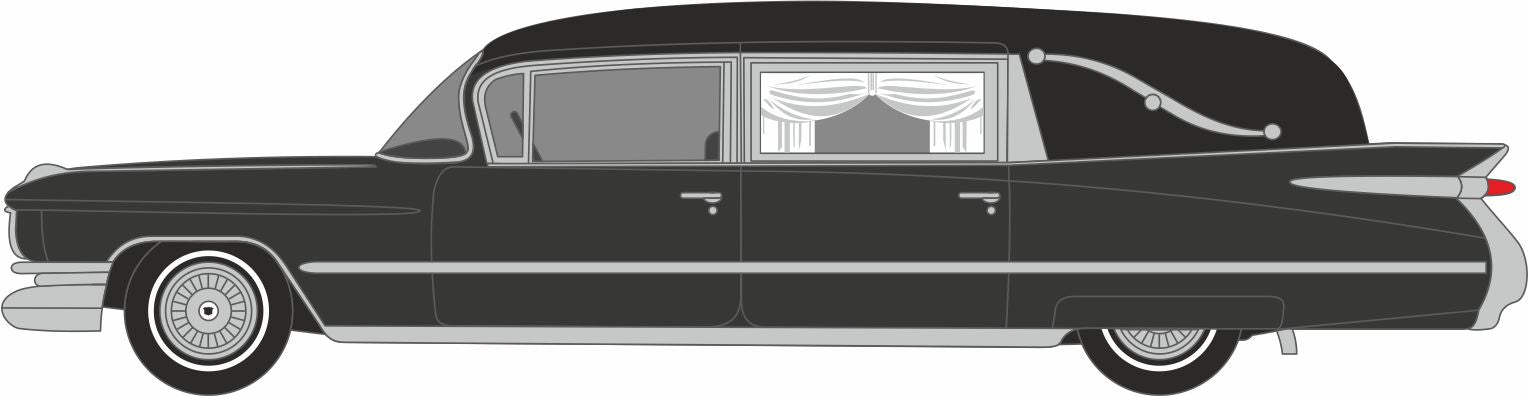 Oxford Diecast Cadillac Miller Meteor Classic Landau Hearse - Black 1:87 Scale