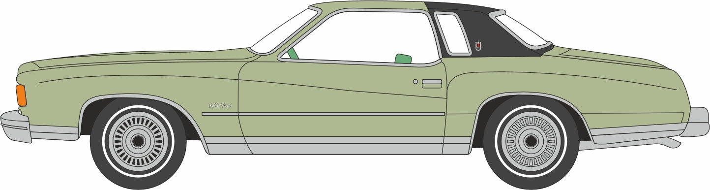 Oxford Diecast 1974 Chevrolet Monte Carlo Landau Medium Green/Black Roof 1:87 Scale