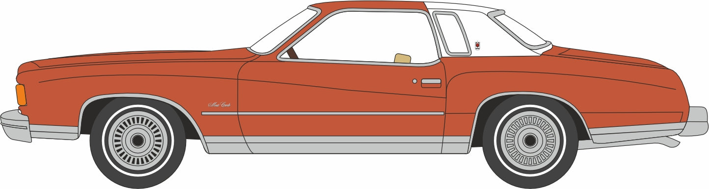 Oxford Diecast Chevrolet Monte Carlo Landau 1974 Bronze Metallic/White Roof 1:87 Scale