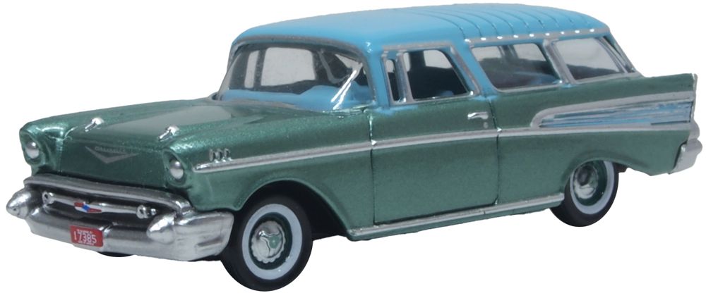 Oxford Diecast 1957 Chevrolet Nomad Larkspur Blue/Harbor Blue 1:87 Scale