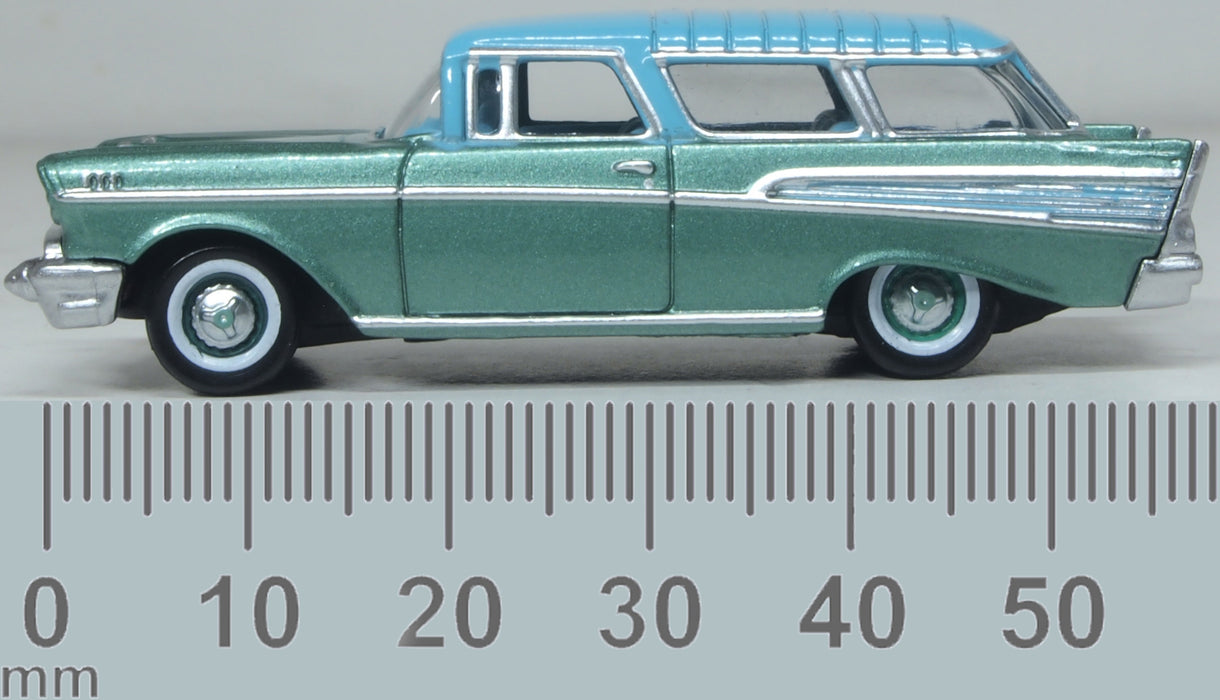 Oxford Diecast 1957 Chevrolet Nomad Larkspur Blue/Harbor Blue 1:87 Scale